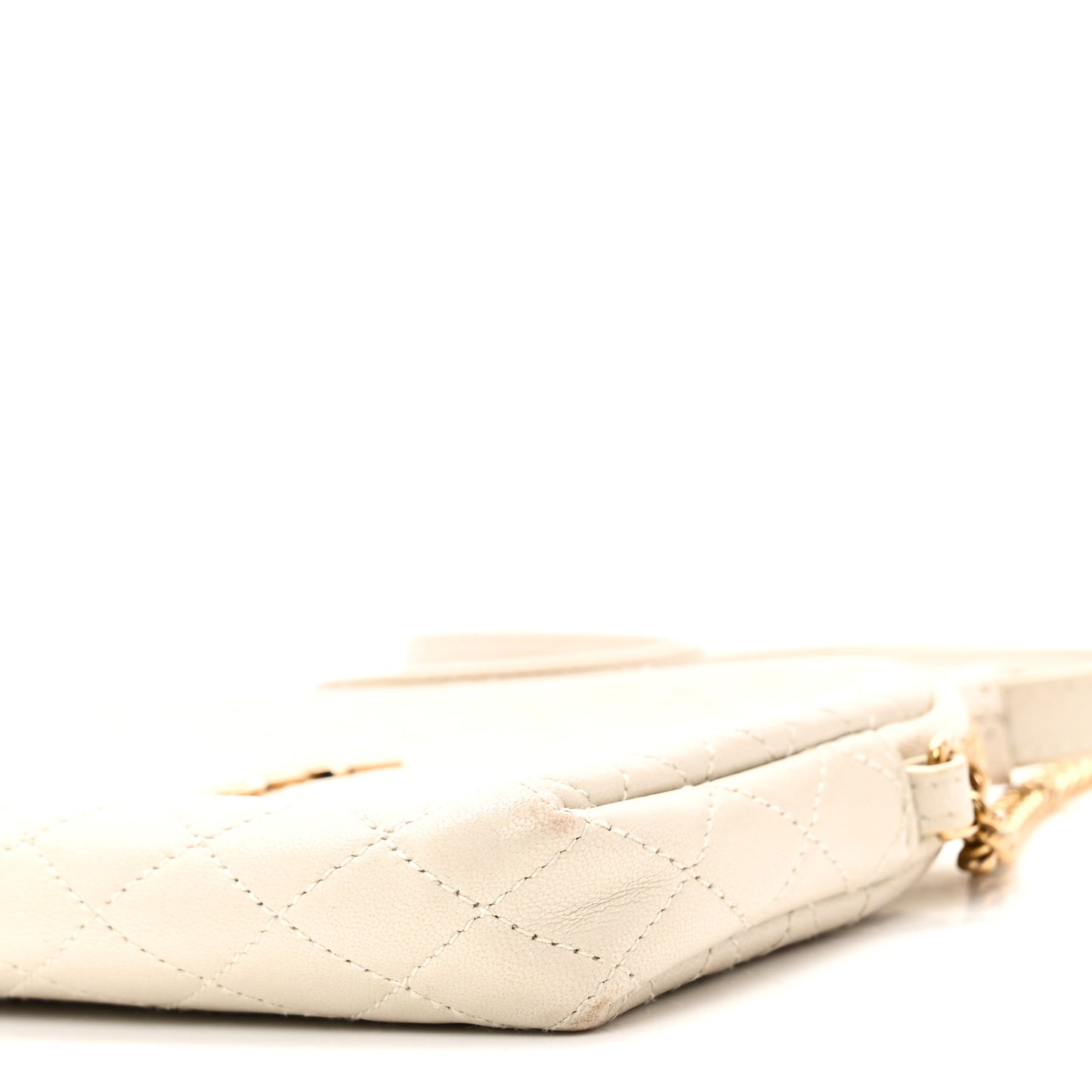 Lambskin Quilted Gaby Zipped Pouch Crema Soft