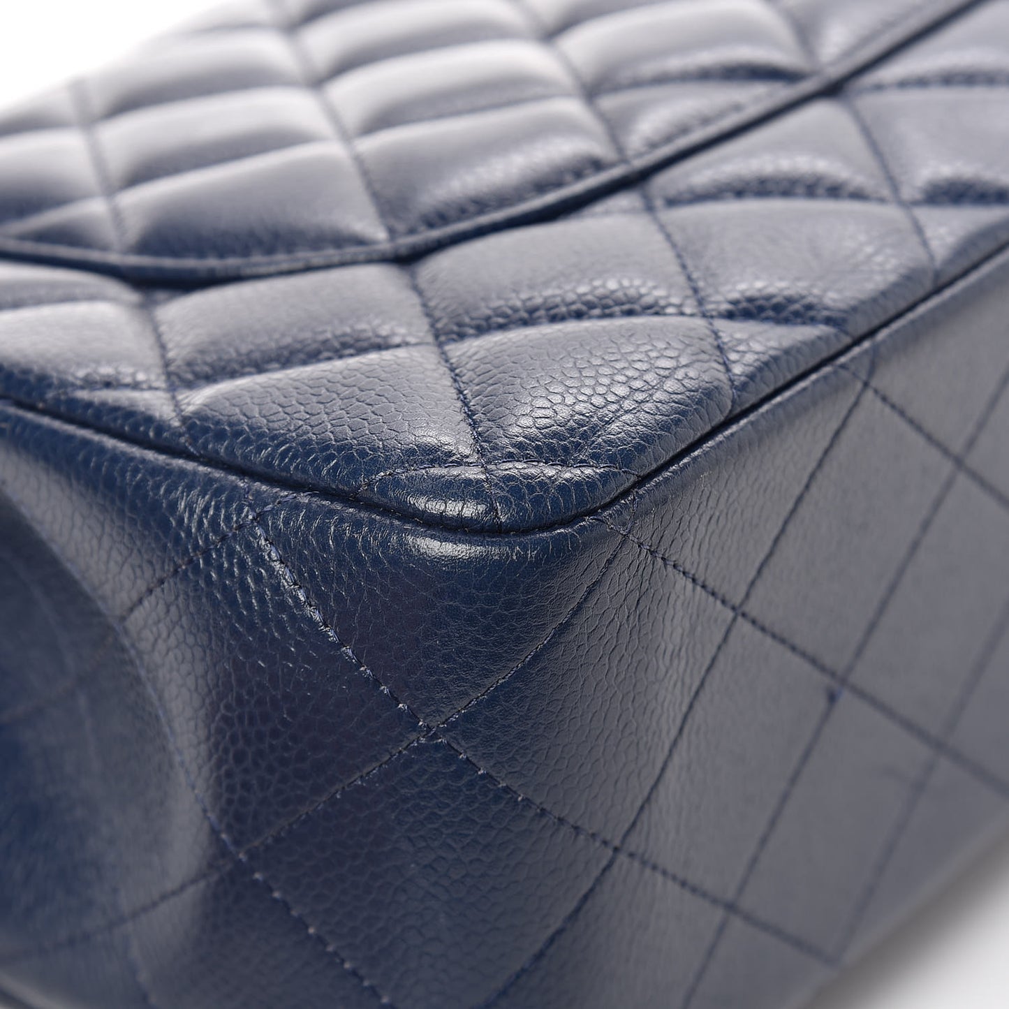 Caviar Quilted Jumbo Double Flap Navy Blue