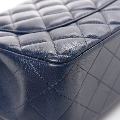 Chanel Caviar Quilted Jumbo Double Flap Navy Blue 8 of 15