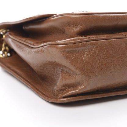 Saint Laurent Crinkled Calfskin Matelasse Monogram Medium Niki Chain Satchel Caramel 9 of 11