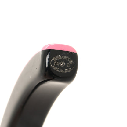 Chanel Resin Logo Hoop Earrings Pink Black 4 of 5