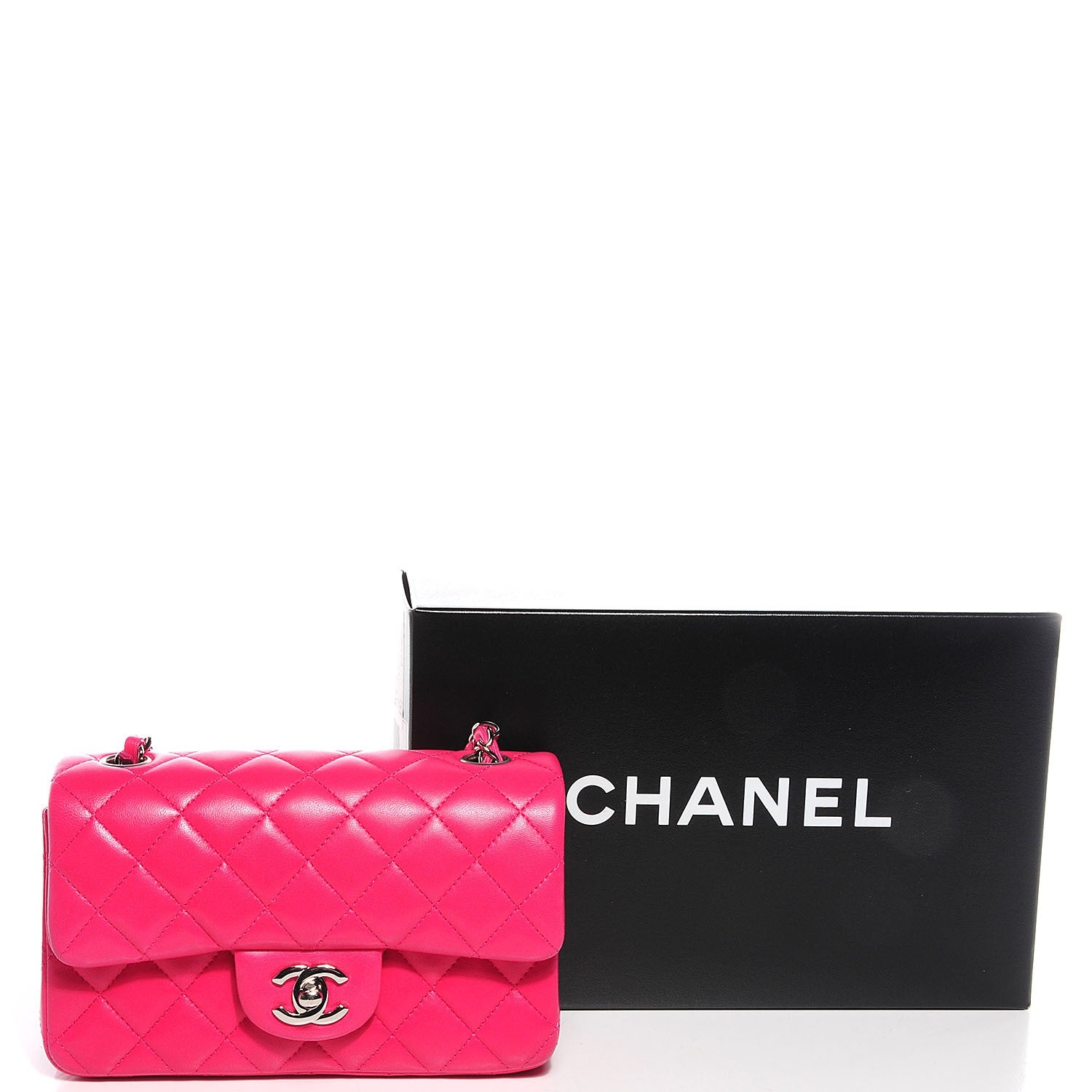 Chanel Lambskin Quilted Mini Rectangular Flap Dark Pink 5 of 9