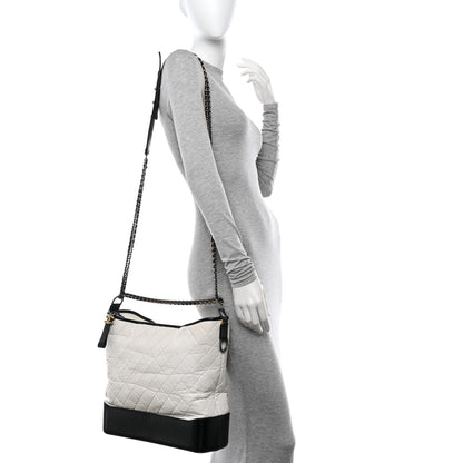Chanel Aged Calfskin Quilted Maxi Gabrielle Hobo White Black 2 of 10