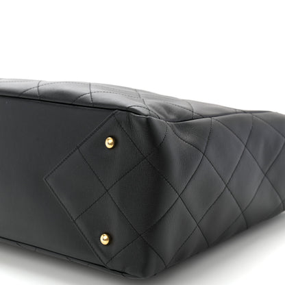 Chanel Calfskin Quilted Book Pocket Shopping Tote Black 11 of 12