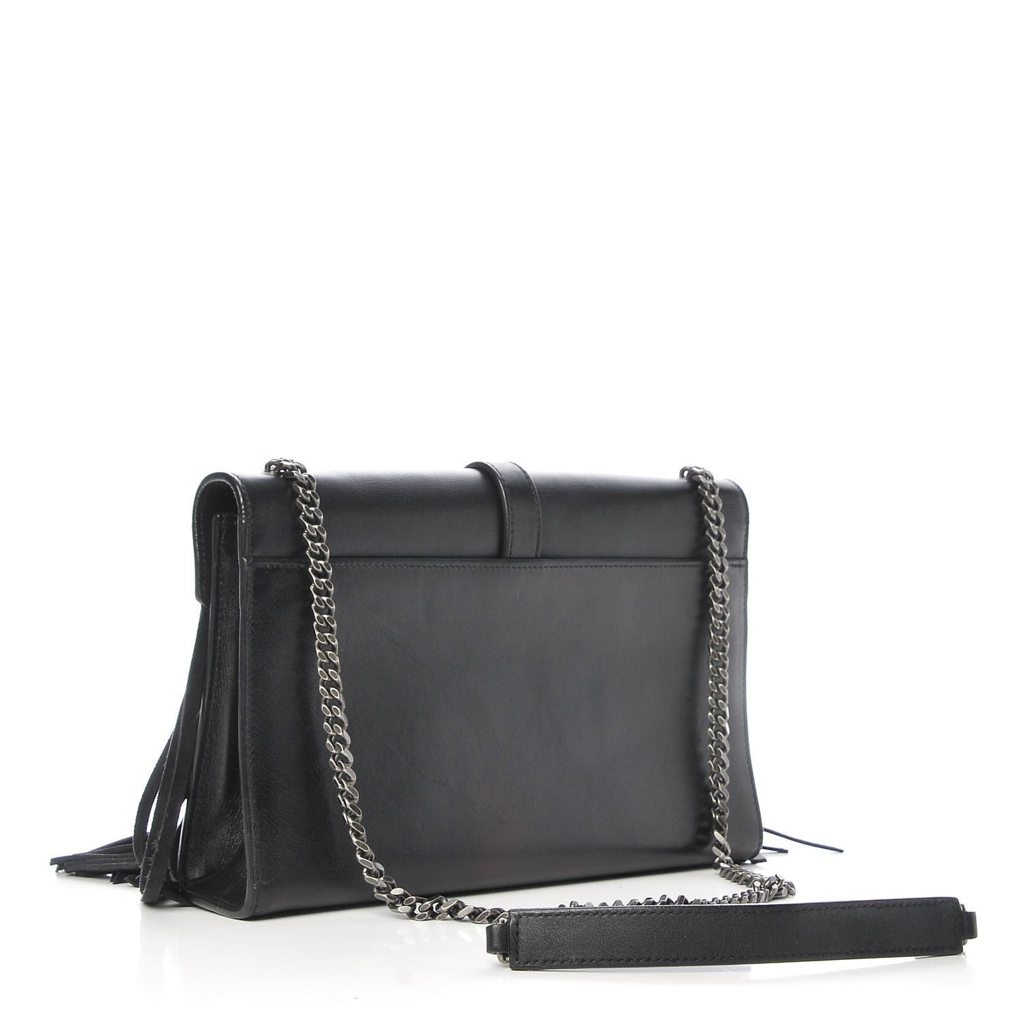Calfskin Fringe Medium Snake Monogram Satchel Black