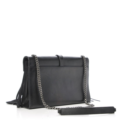 Saint Laurent Calfskin Fringe Medium Snake Monogram Satchel Black 3 of 6