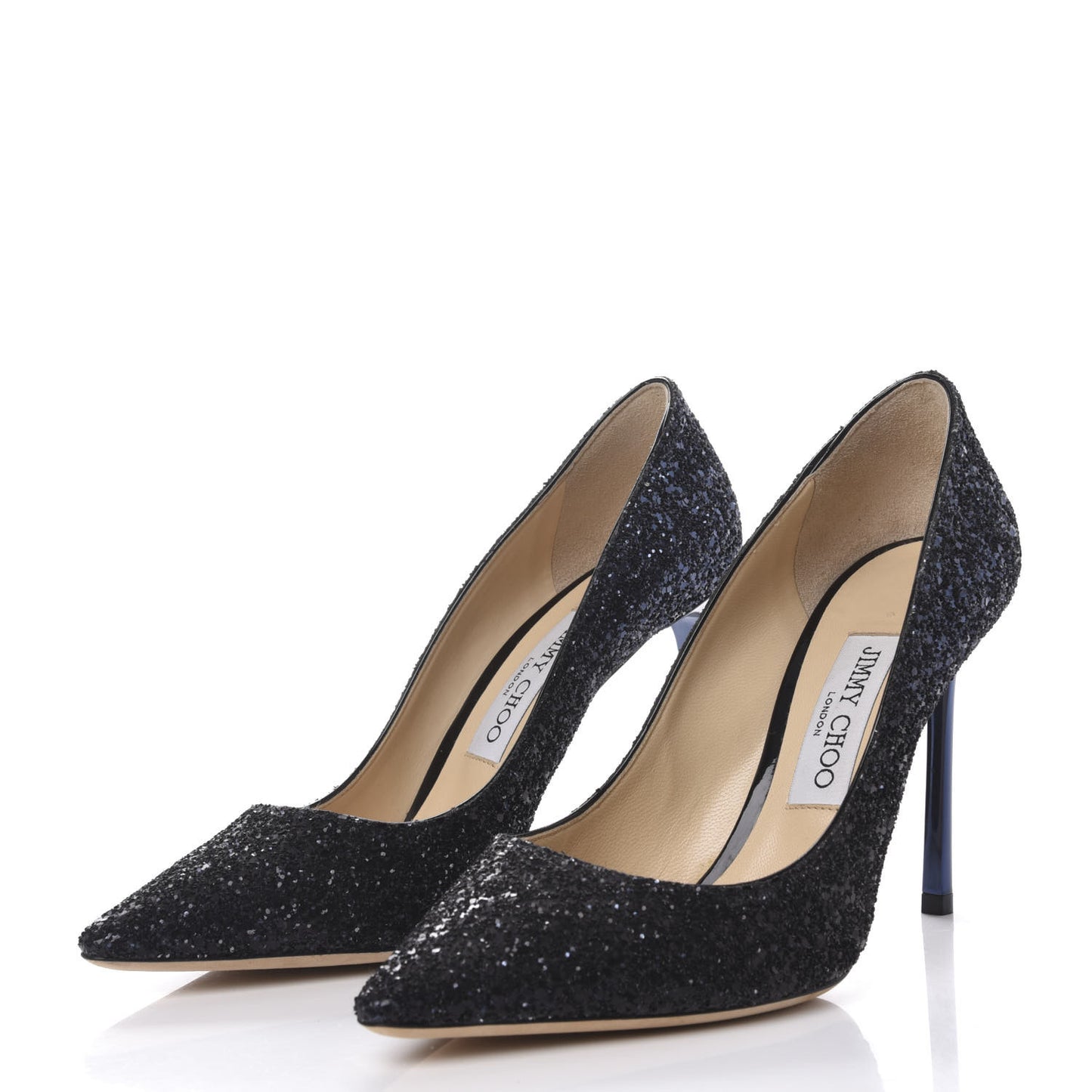 Coarse Glitter Pointy Toe Romy 85 Pumps 37 Navy