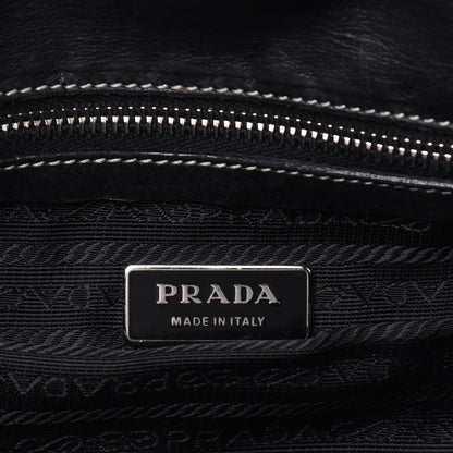 Prada Tessuto Nylon Vitello Foldover Pushlock Satchel Black 6 of 27
