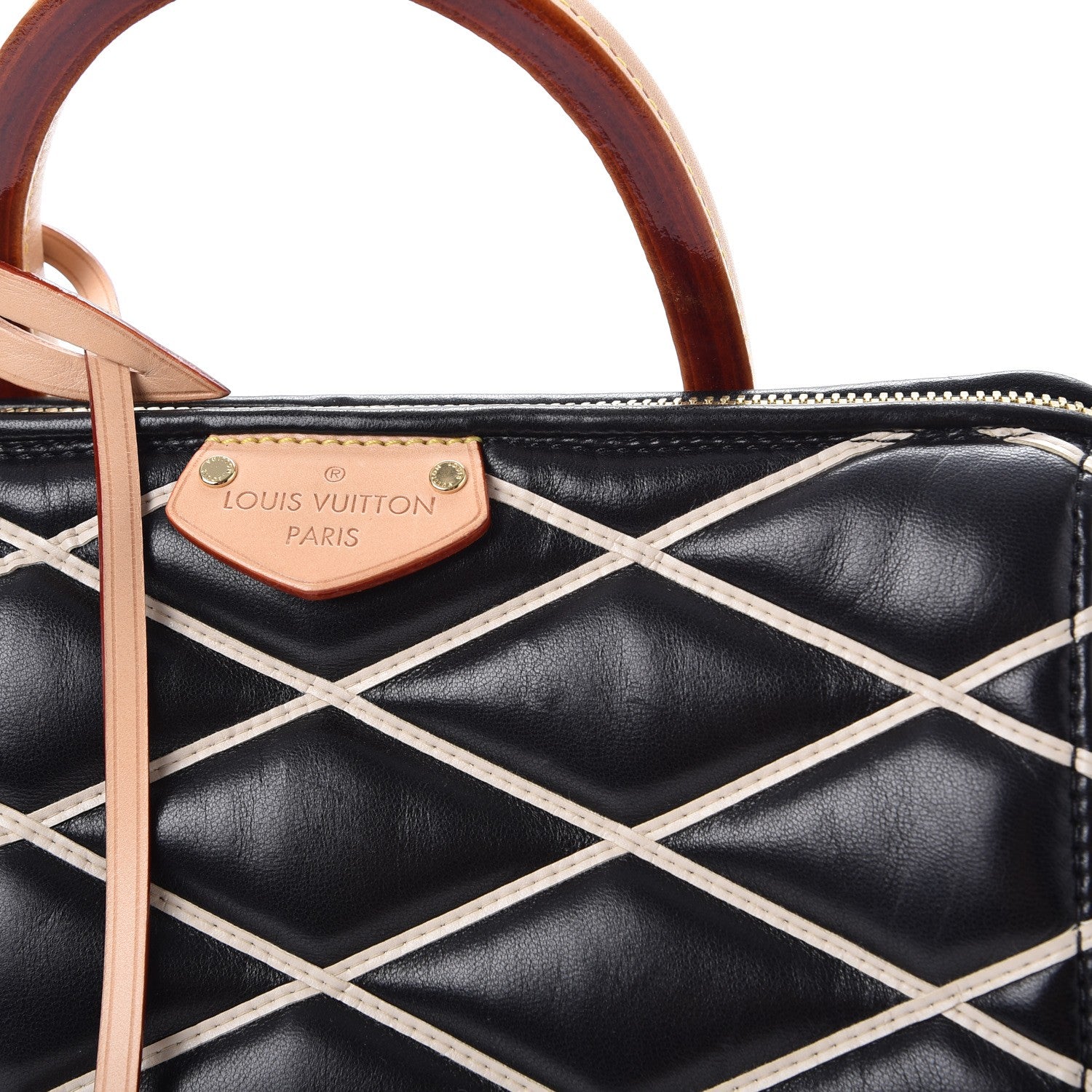 Louis Vuitton Lambskin Malletage Doc BB Black Natural 8 of 9