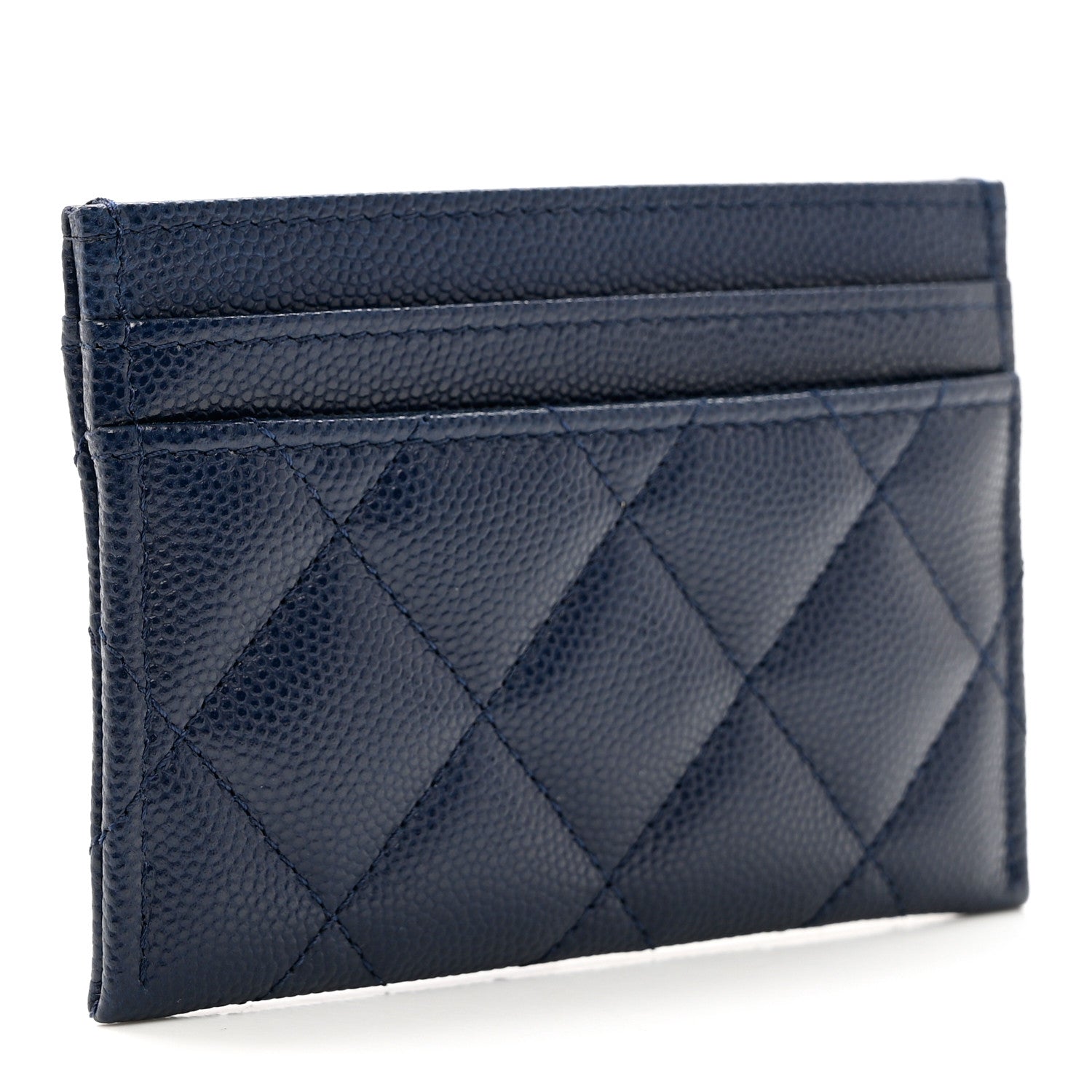 Chanel Caviar Quilted Crystal Card Holder Blue 3 of 9