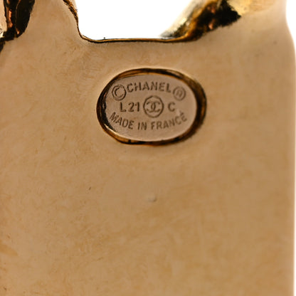 Chanel Crystal Tag Drop Earrings Gold 4 of 5