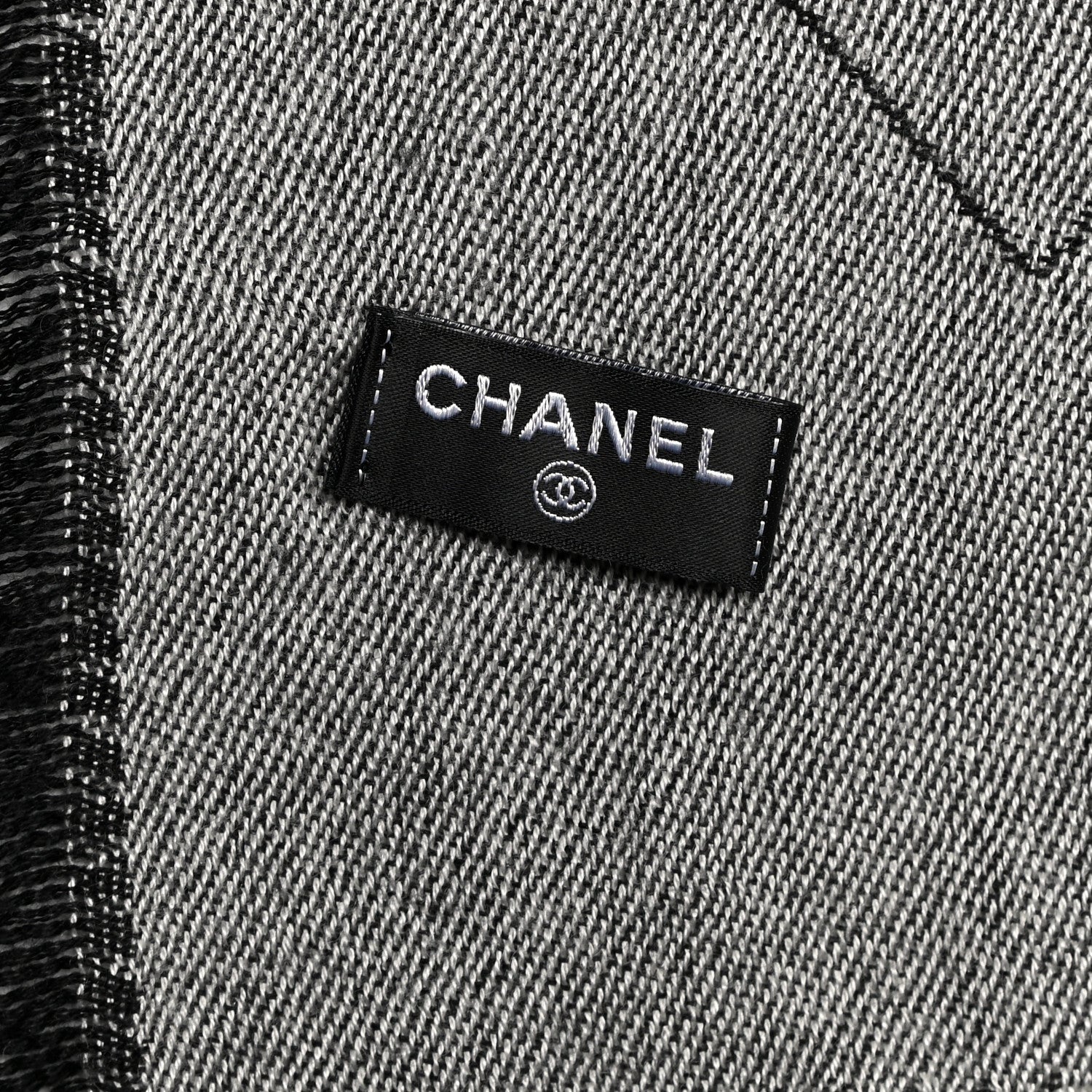 Chanel Cashmere Silk Quilted CC Logo Stole Black 5 of 5