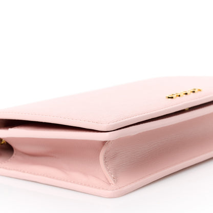 Gucci Textured Calfskin Script Logo Wallet On Chain Light Pink 9 of 11