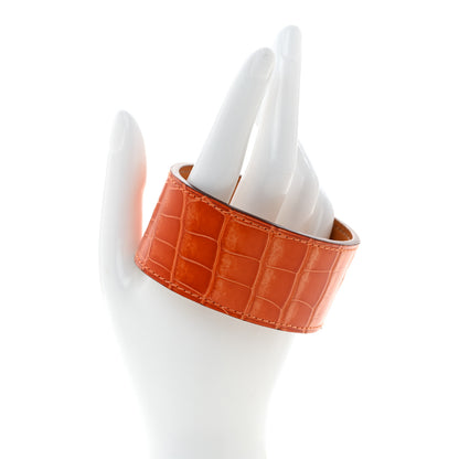 Hermes Alligator Wide Jack Bracelet M Orange 2 of 6