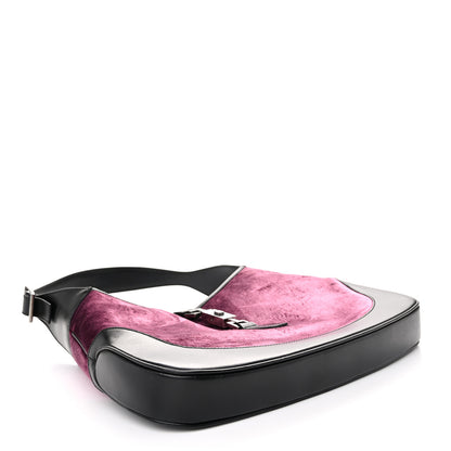 Gucci Velvet Calfskin Jackie O Hobo Pink Black 4 of 10