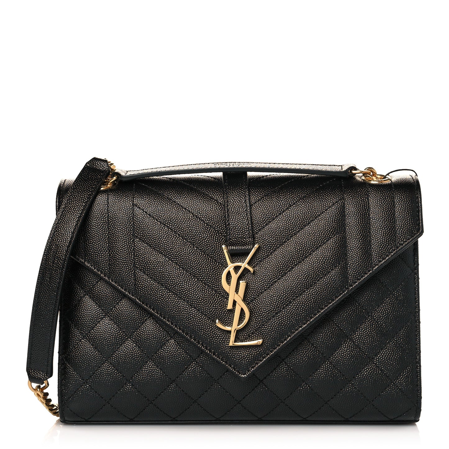 Grain De Poudre Textured Mixed Matelasse Triquilt Medium Monogram Satchel Black