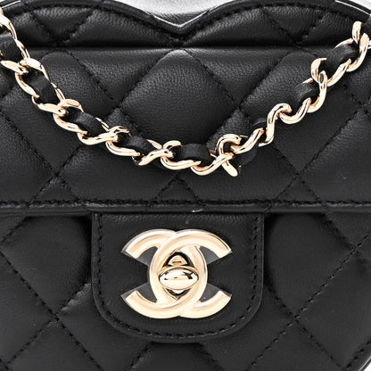 Chanel Lambskin Quilted CC In Love Heart Clutch With Chain Black 8 of 10