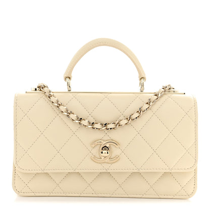 Chanel Lambskin Quilted Trendy CC Dual Handle Clutch With Chain Light Beige 1 of 12
