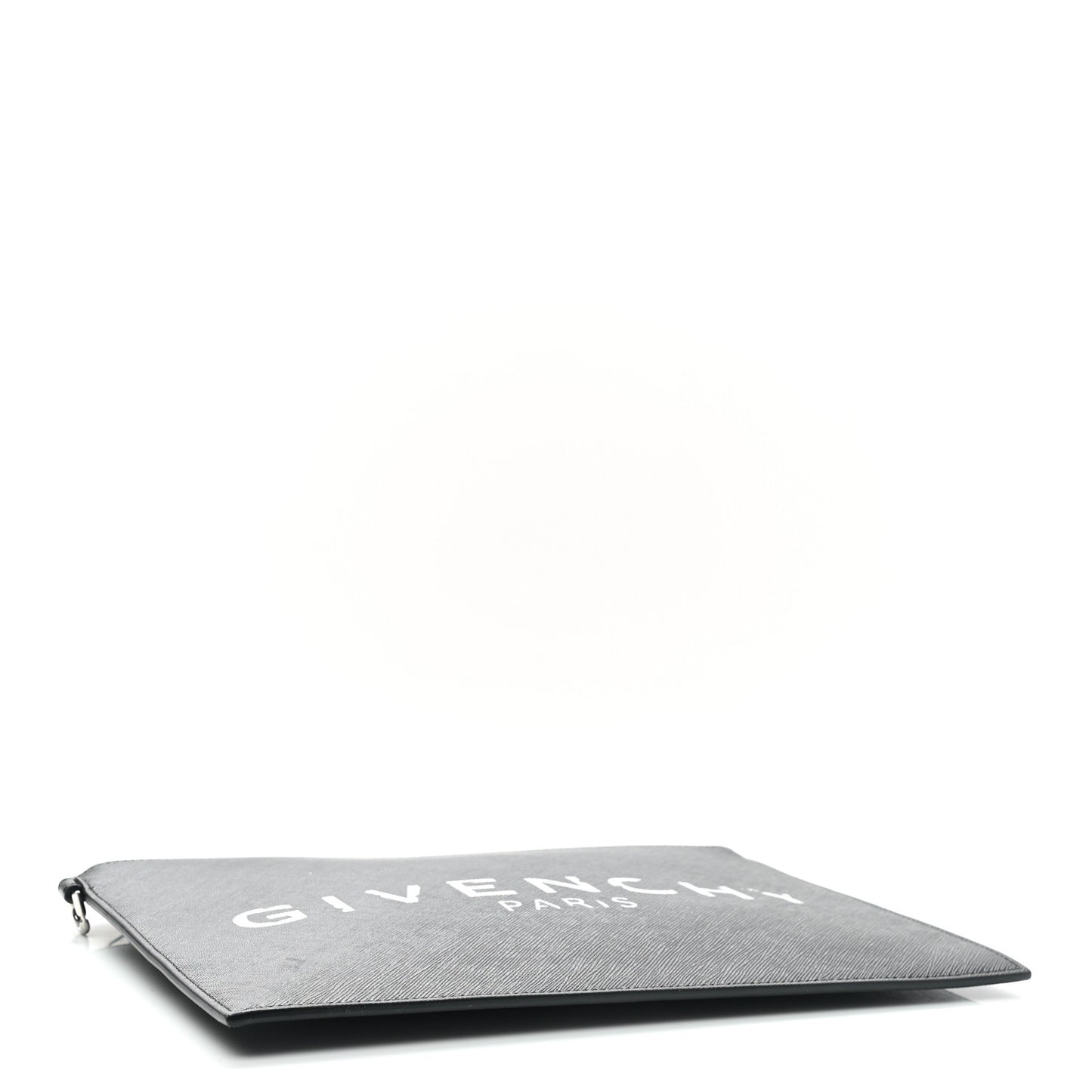 Textured Coated Canvas Iconic Prints Flat Medium Clutch Bag Black