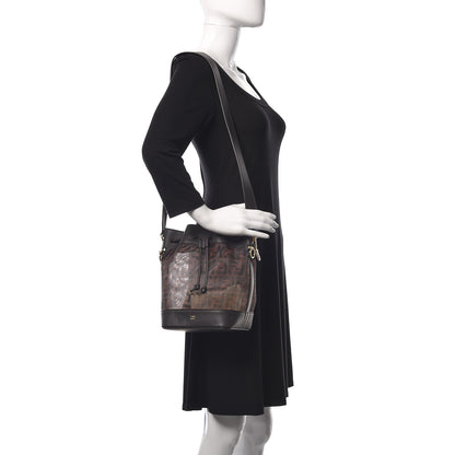 Fendi Mesh Vitello Grace F is Fendi FF 1974 Grande Mon Tresor Bucket Bag Marrone Black Ebano 2 of 10