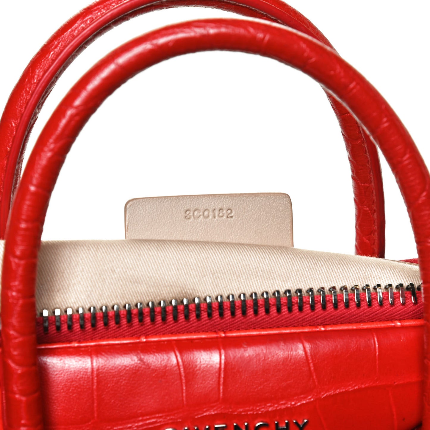 Calfskin Crocodile Embossed Medium Antigona Red