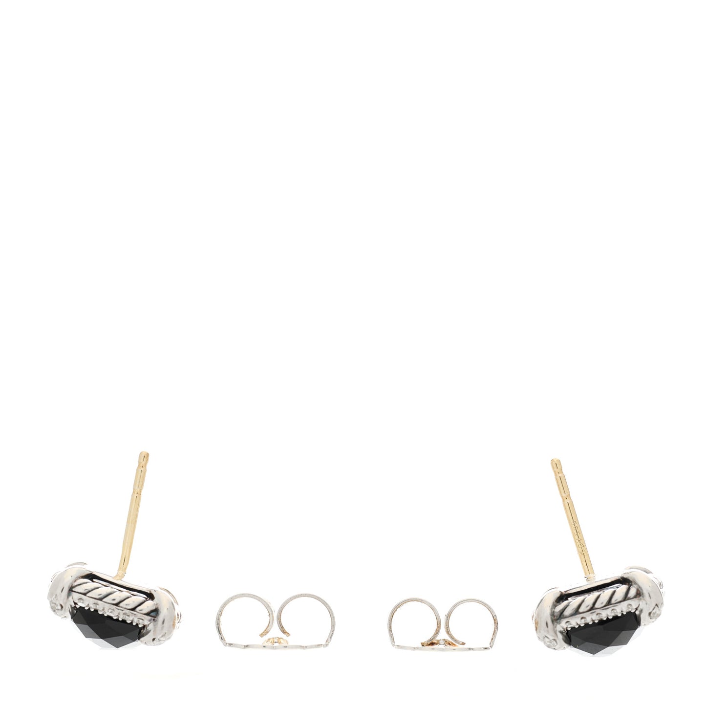 Sterling Silver Diamond Black Onyx 9mm Chatelaine Bezel Earrings