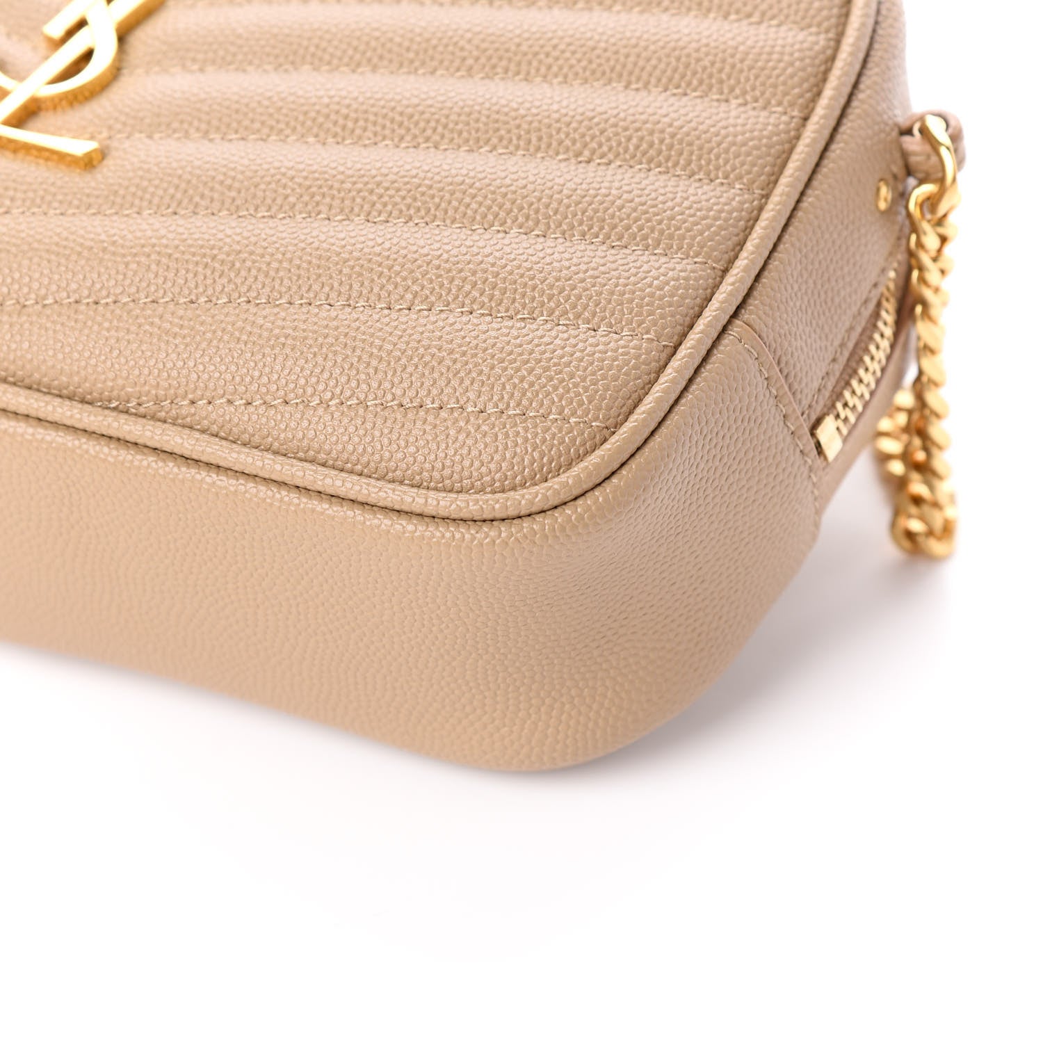 Saint Laurent Grain De Poudre Matelasse Monogram Mini Lou Camera Bag Dark Latte 9 of 9