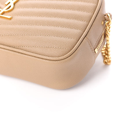 Saint Laurent Grain De Poudre Matelasse Monogram Mini Lou Camera Bag Dark Latte 9 of 9