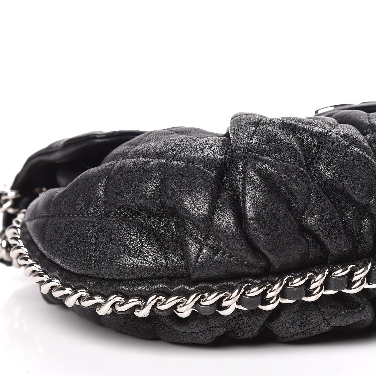 Chanel Washed Lambskin Quilted Medium Chain Around Messenger Black 6 of 14