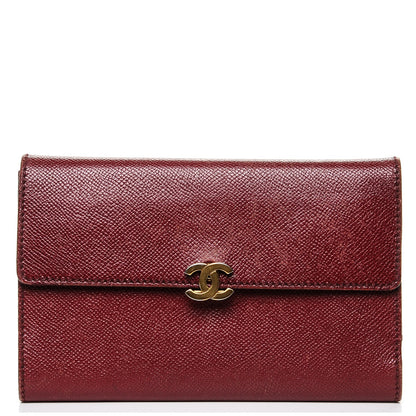 Chanel Grained Calfskin CC Flap Wallet Dark Red 1 of 10