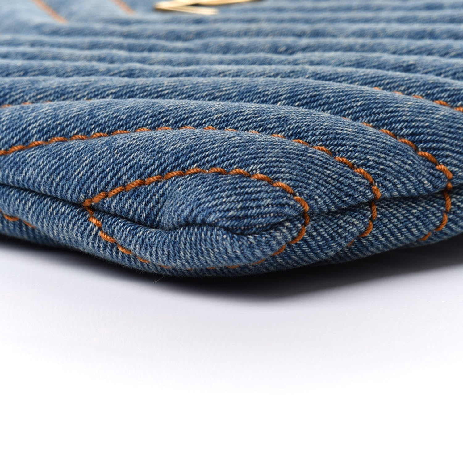 Saint Laurent Denim Matelasse Chevron Monogram A5 Wristlet Blue 10 of 11