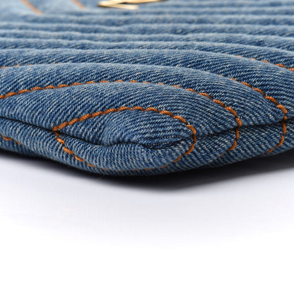 Saint Laurent Denim Matelasse Chevron Monogram A5 Wristlet Blue 10 of 11
