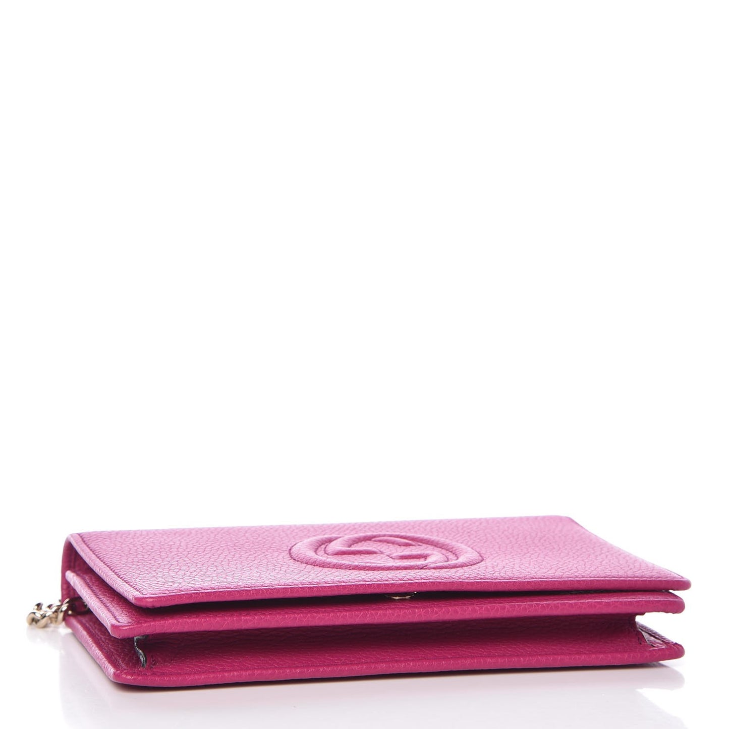 Pebbled Calfskin Soho Wallet on Chain Bright Bougainvillea