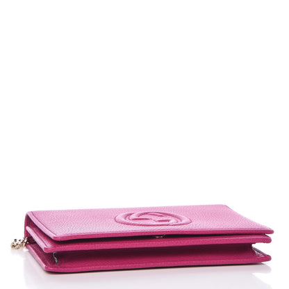 Gucci Pebbled Calfskin Soho Wallet on Chain Bright Bougainvillea 4 of 6