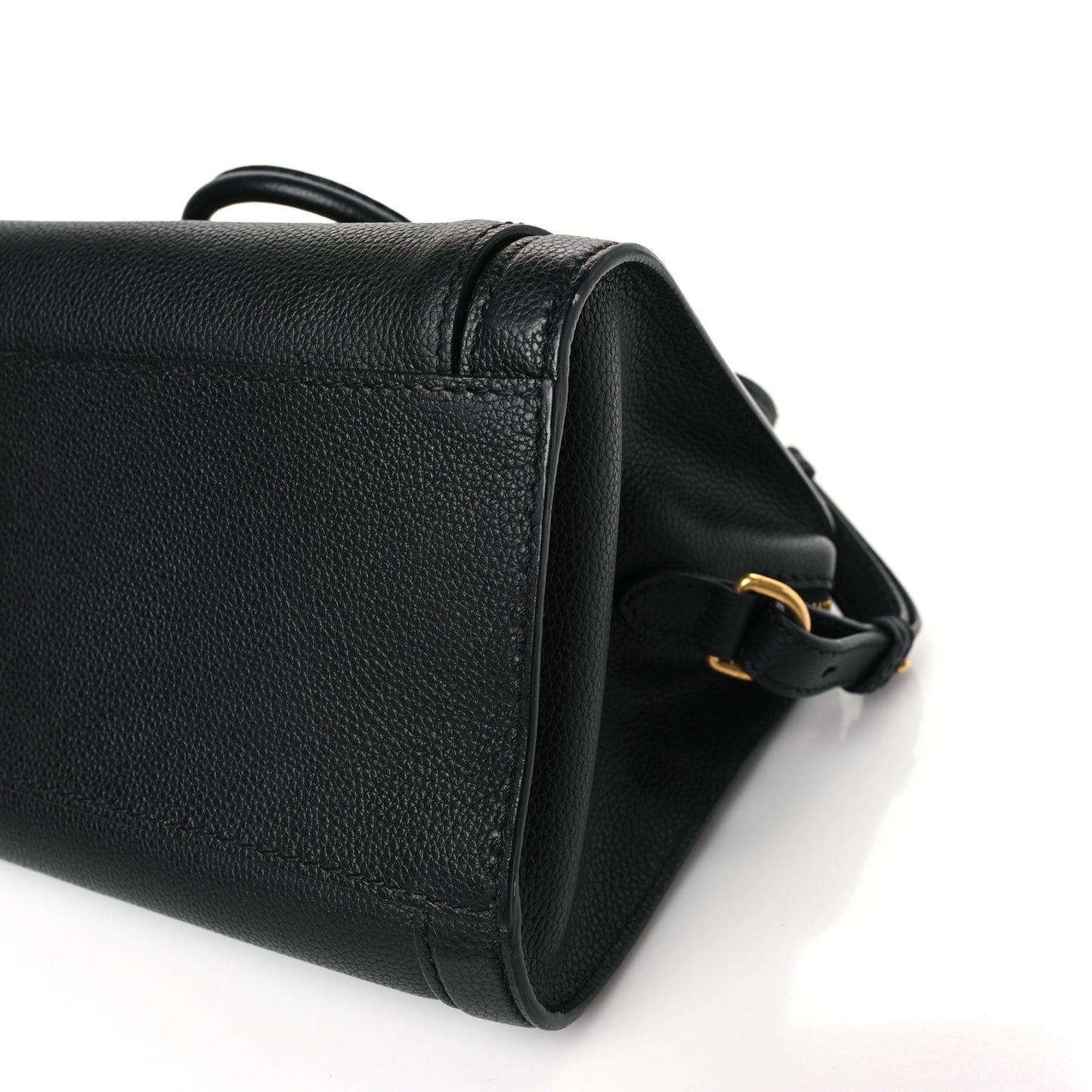 Pebbled Calfskin Padlock Pocket Tote Black
