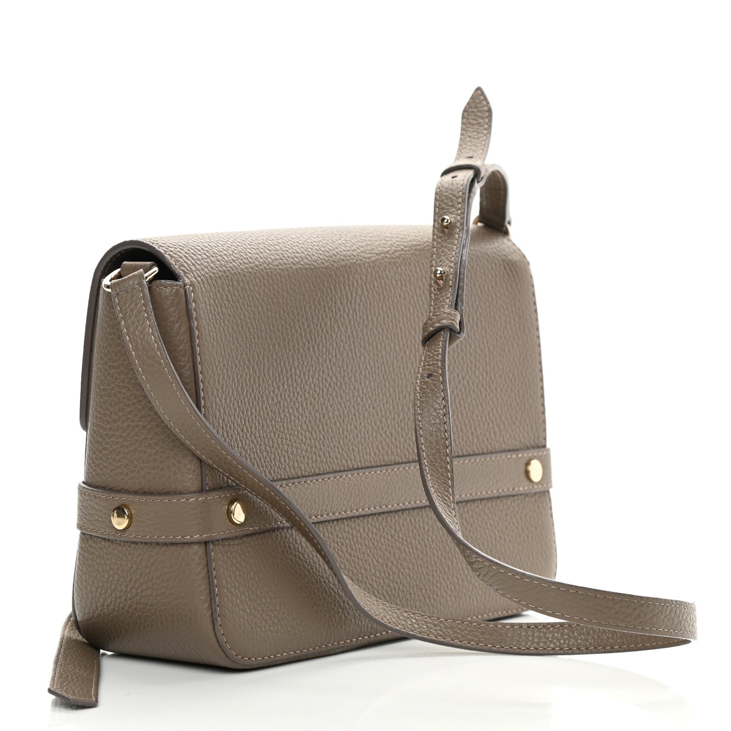 Pebbled Calfskin Studded Shoulder Bag Grey