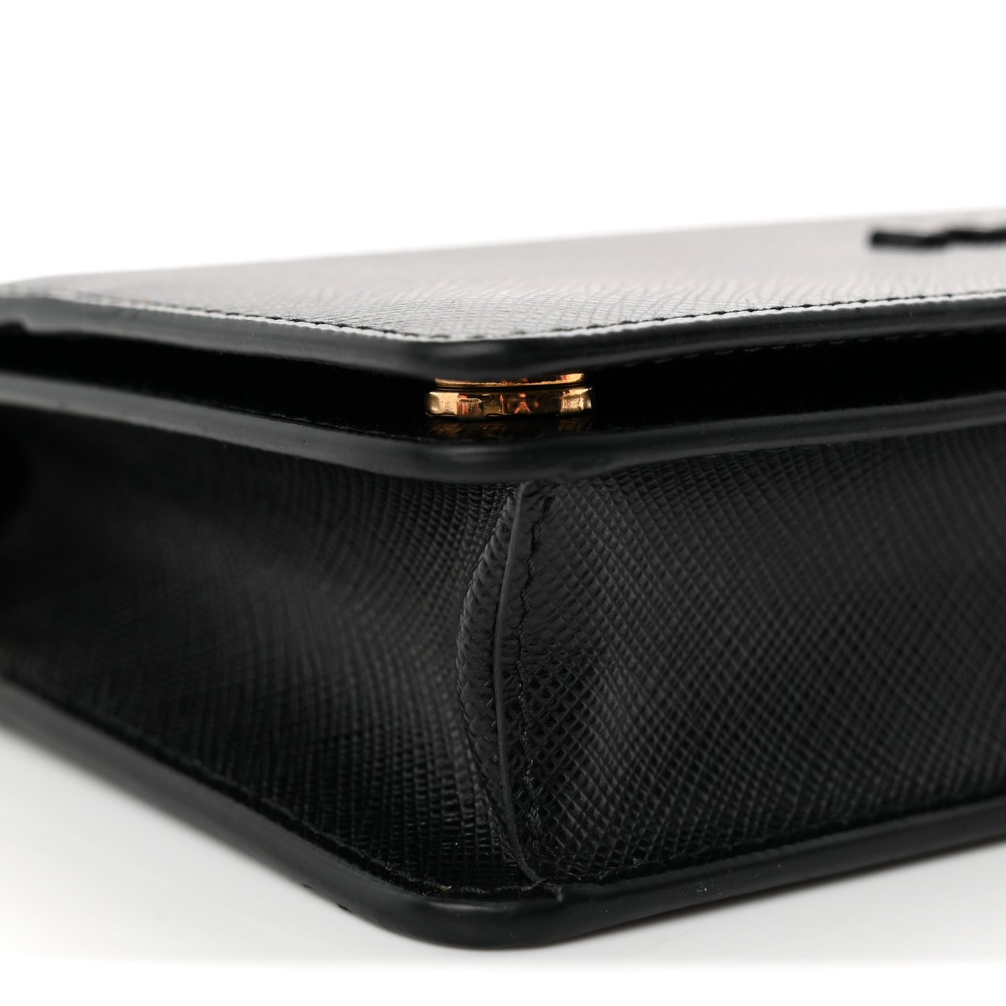 Saffiano Shine Monochrome Mini Flap Crossbody Wristlet Bag Black