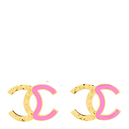 Chanel Enamel CC Earrings Pink Gold 1 of 5