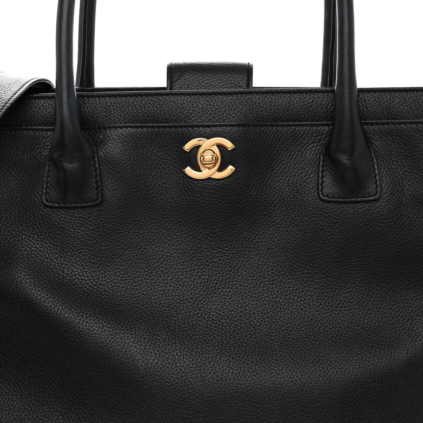 Calfskin Cerf Executive Shopper Tote Black