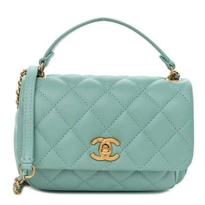 Chanel Calfskin Quilted Top Handle Flap Light Blue 1 of 10