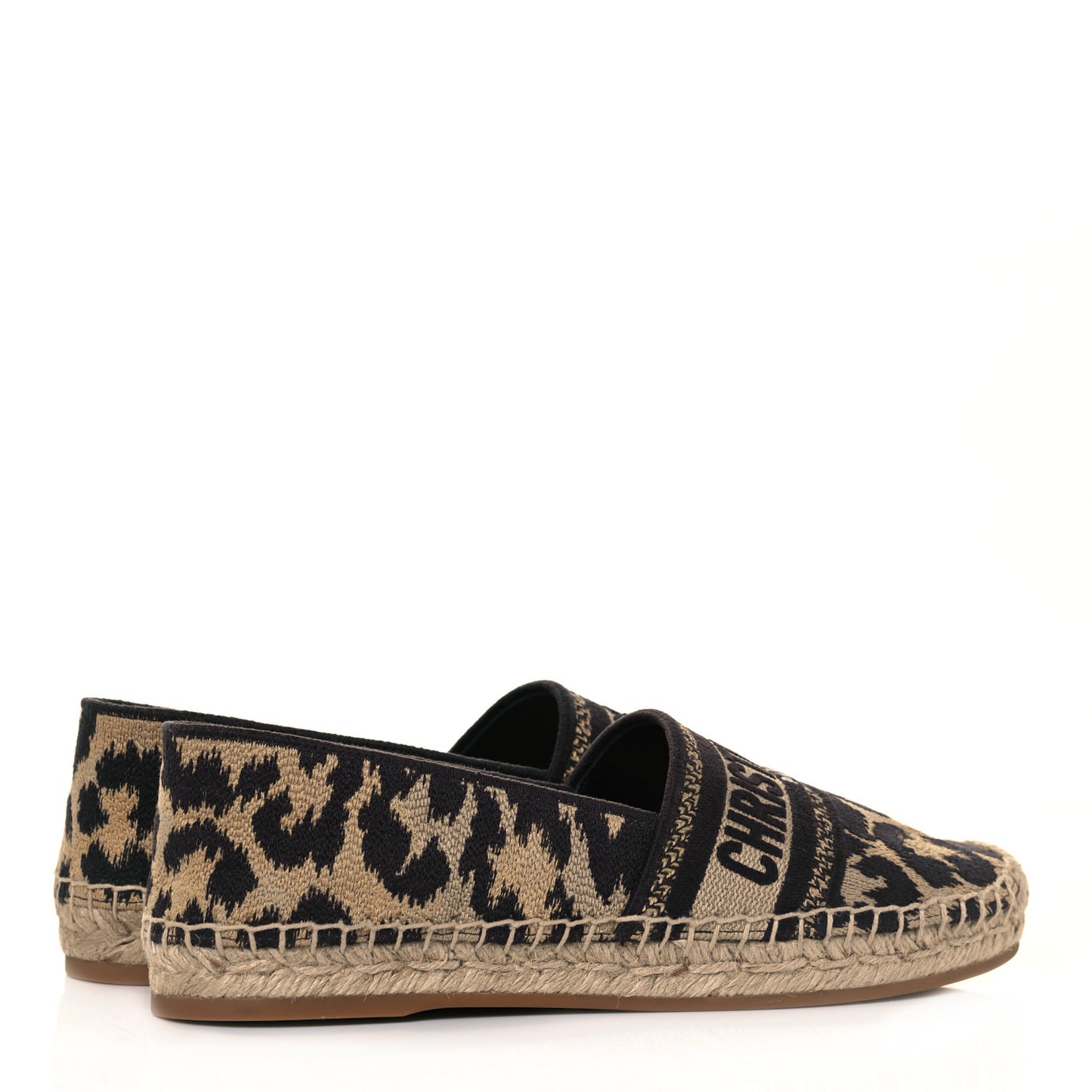 Cotton Embroidered Leopard Print Granville Espadrille 37 Natural