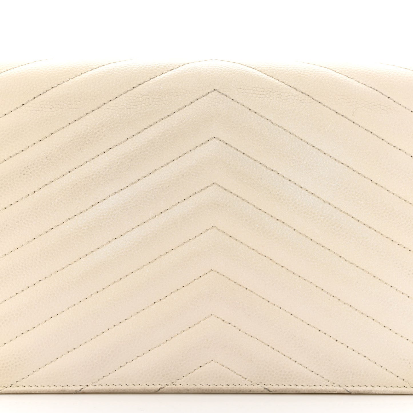 Grain De Poudre Matelasse Chevron Monogram Envelope Chain Wallet White