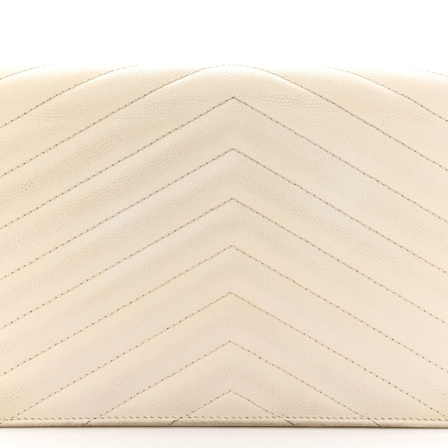 Saint Laurent Grain De Poudre Matelasse Chevron Monogram Envelope Chain Wallet White 12 of 21