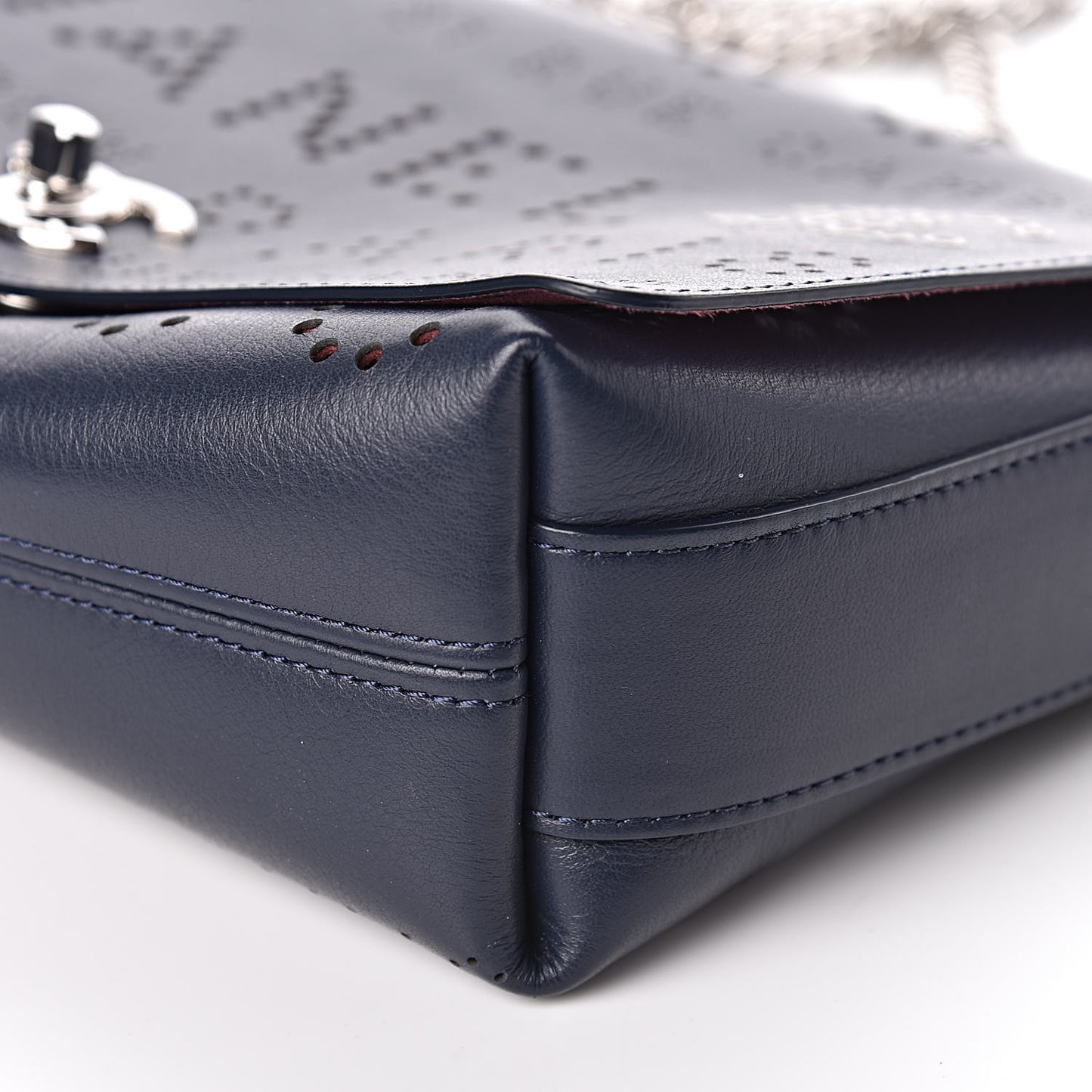 Calfskin Tweed Eyelet Flap Bag Navy