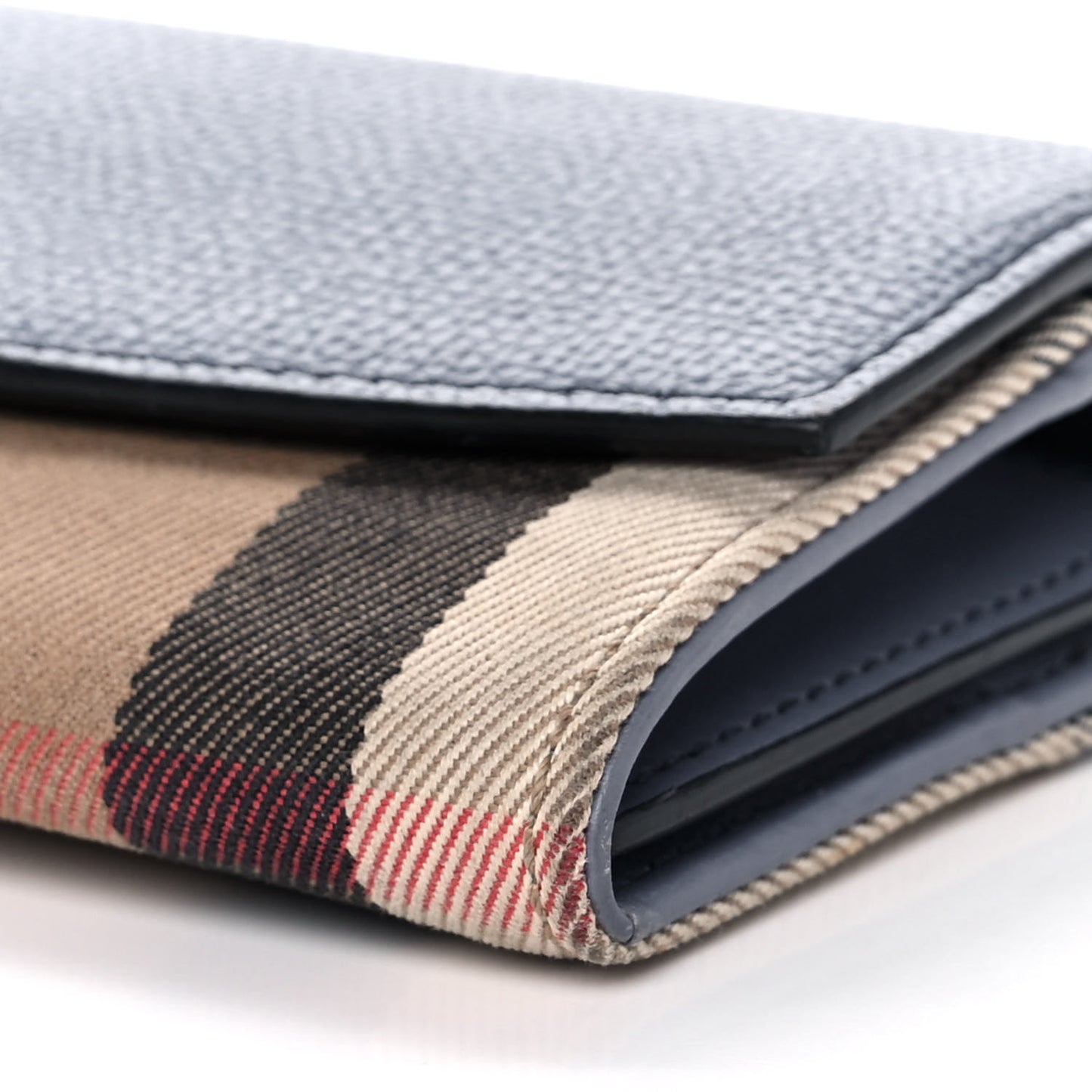 Calfskin House Check Porter Continental Wallet Slate Blue