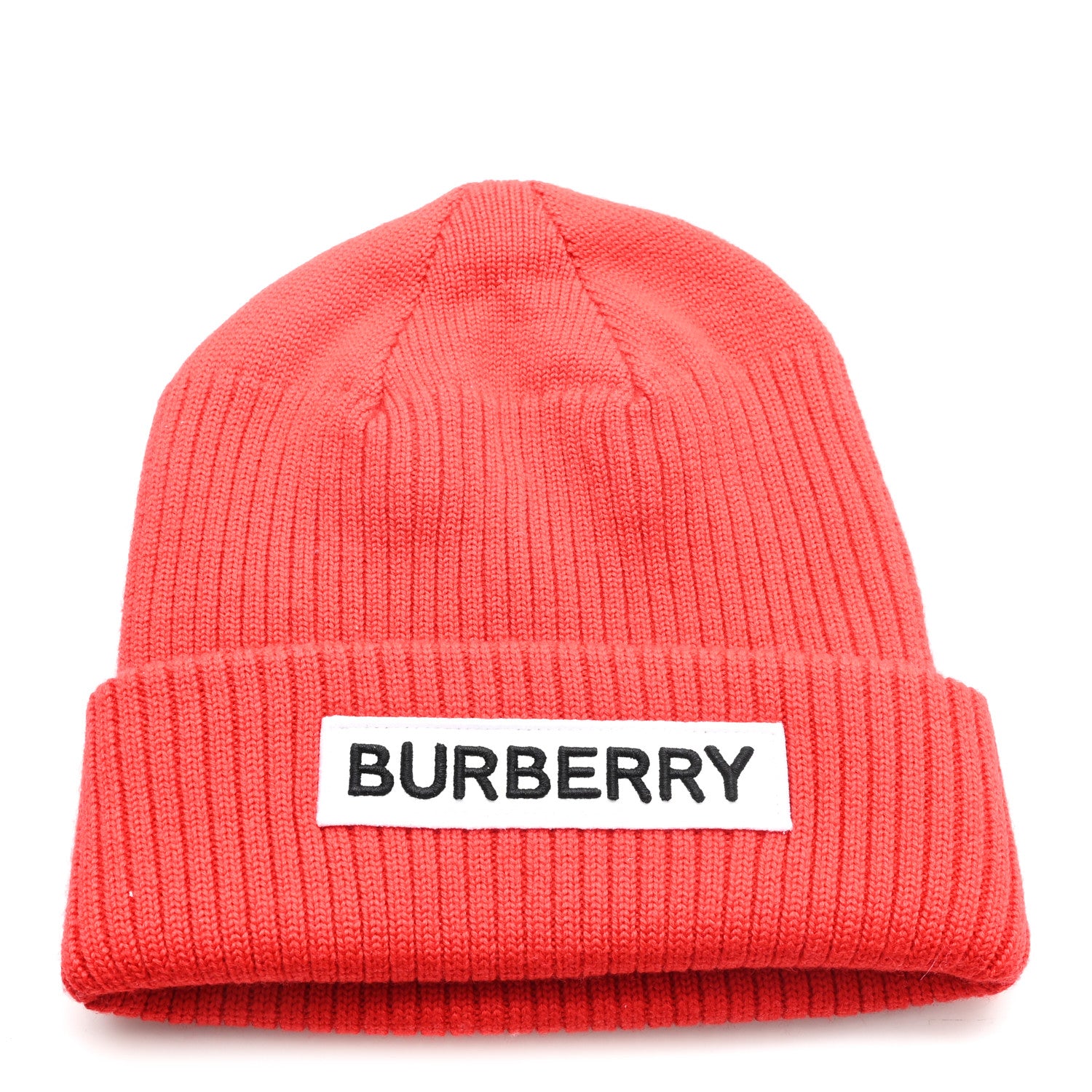 Burberry Wool Knit Logo Beanie Hat L Bright Red 1797455 – FASHIONPHILE