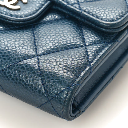 Chanel Caviar Quilted Compact Flap Wallet Navy 9 of 10