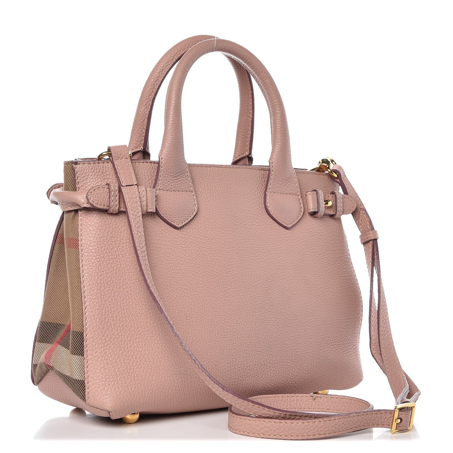 Grainy Calfskin House Check Small Banner Tote Pale Orchid