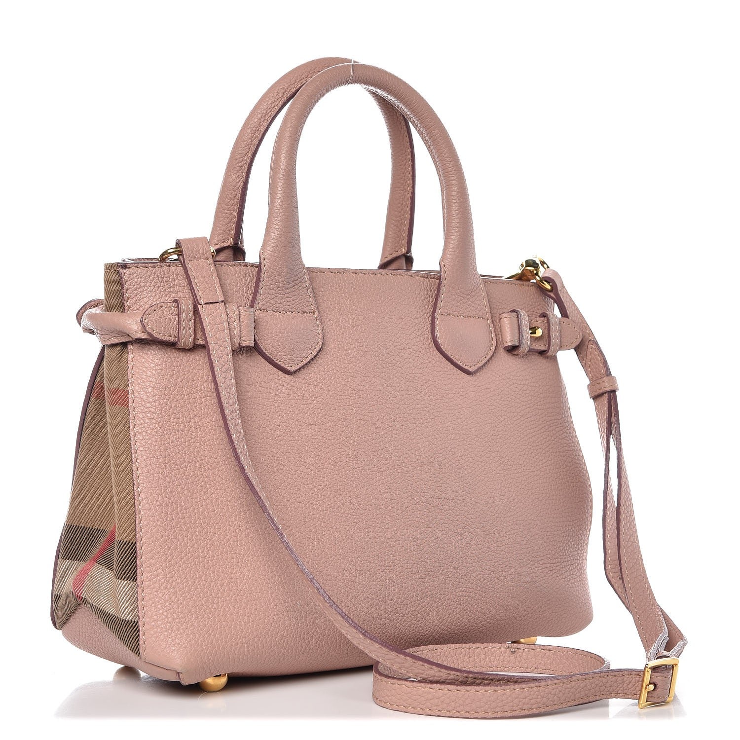Burberry Grainy Calfskin House Check Small Banner Tote Pale Orchid 3 of 12