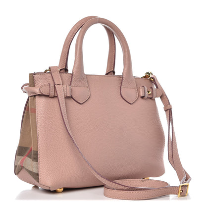 Burberry Grainy Calfskin House Check Small Banner Tote Pale Orchid 3 of 12